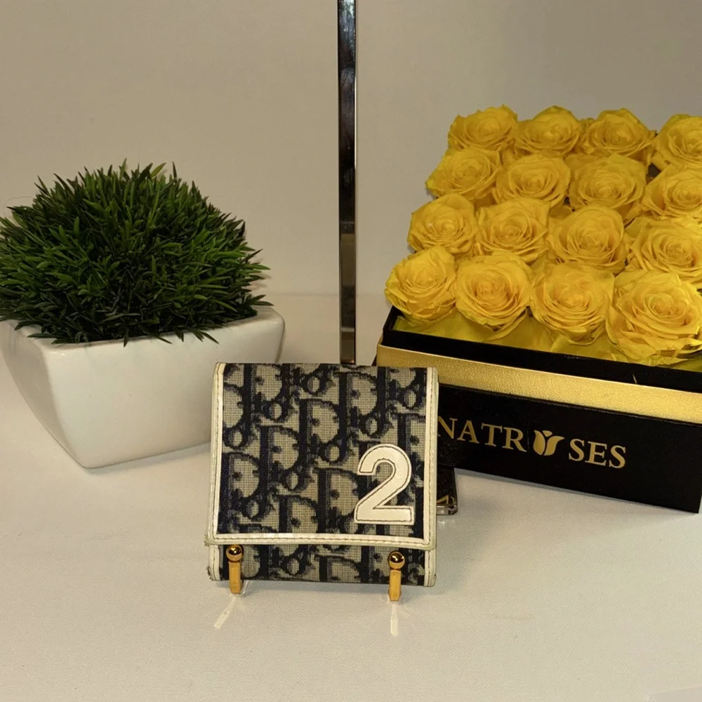 Dior Compact Wallet - Blue & Wht includes authenticity card.